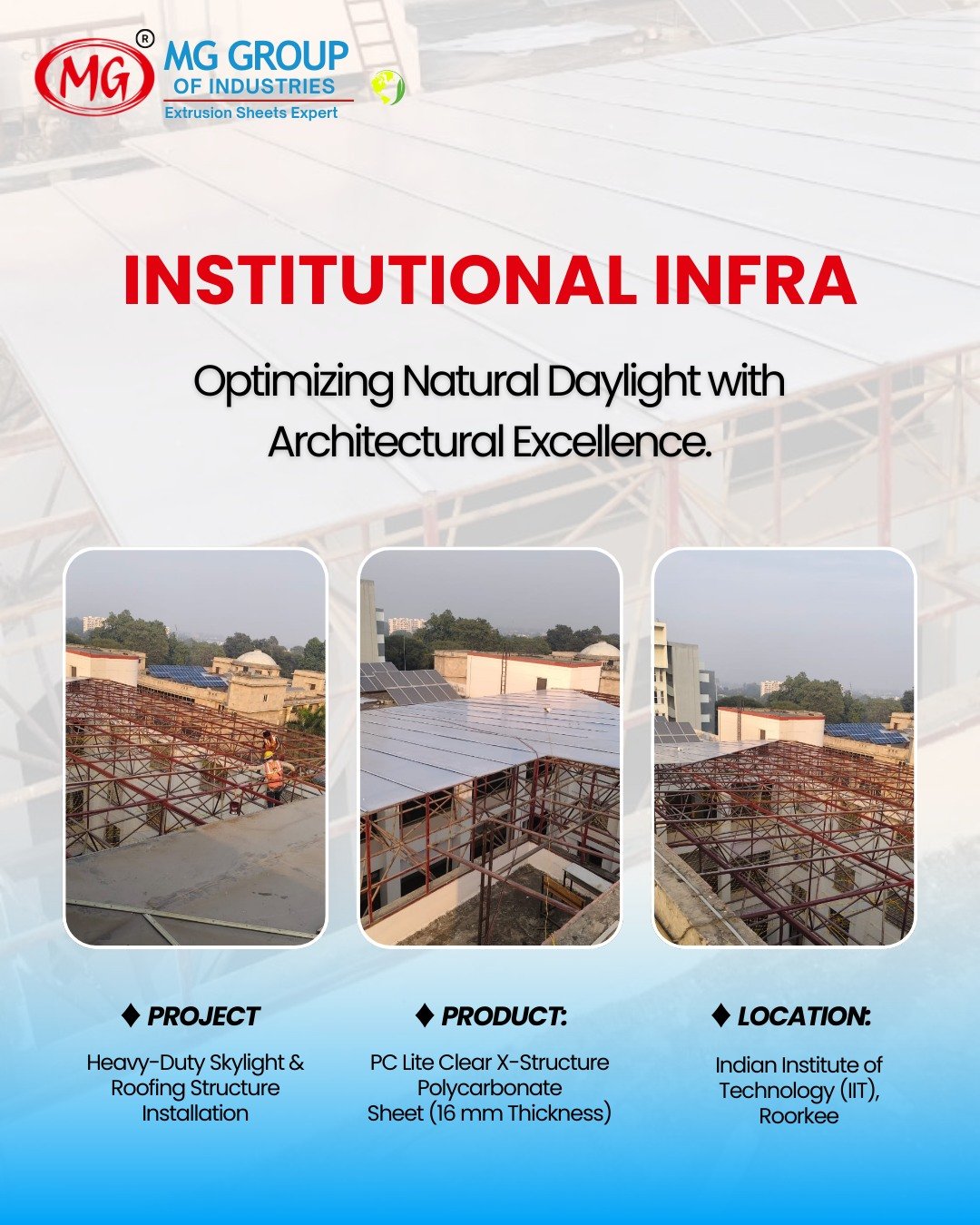 PC Lite X-Structure Multiwall Sheet Installation at IIT Roorkee